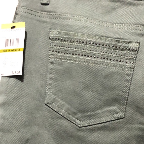 Gloria Vanderbilt Amanda Pants Women 14 Average Stretch Rhinestone Sweet Basil - Picture 7 of 11